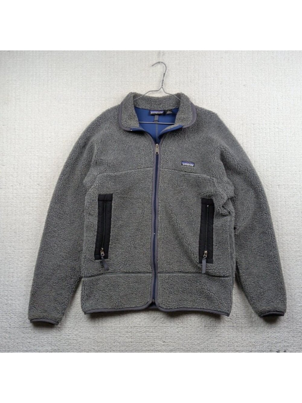 VTG Patagonia PEF Sherpa Fleece Full Zip Jacket Made in USA Men L Gray Gorpcore